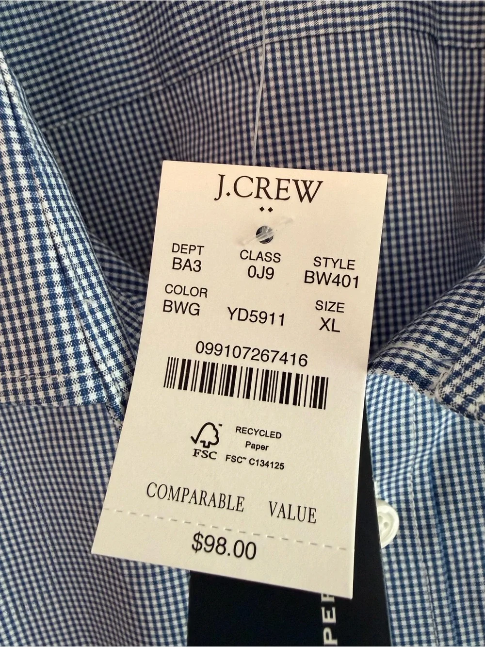 J.Crew Performance Slim Fit Dress Shirt Blue Men’s XL NWT Long Sleeve Button Up